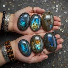 Pietra di Labradorite di qualità premium AA+, cristallo di quarzo lucidato, gemma curativa per massaggi, accessorio per la decorazione della casa, ideale per la realizzazione di gioielli fai-da-te per gli appassionati di cristalli, regalo ideale per occasioni speciali - Colorato - Visualizzare 6