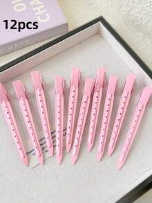 12/6 szt. damskich, modnych, minimalistycznych, ulicznych spinek do włosów z metalu, 9 cm/3,54 cala, w kolorze różowym, odpowiednich do codziennej dekoracji, stylizacji w salonie fryzjerskim, dojazdów do pracy, spinek do włosów w stylu Y2K, spinek bocznych, spinek typu "kaczka", spinek do pazurów, klamer do włosów, spinek do włosów, spinek typu "krokodylek", różowych akcesoriów