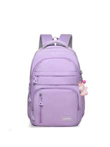 1 Pezzo Zaino scolastico classico e di base alla moda con cerniera e tinta unita, con scompartimento per computer portatile, zaino versatile, borsa sportiva premium e resistente, con cinghie regolabili e tasche multiple spaziose, leggero e portatile con cerniera doppia, perfetto per escursioni e viaggi, scuole medie e superiori, università