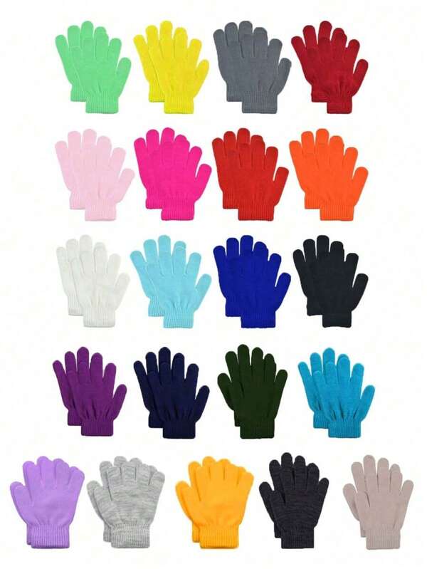 Luvas de inverno femininas com tela sensível ao toque, forro de malha térmica elástica, luvas quentes para clima frio