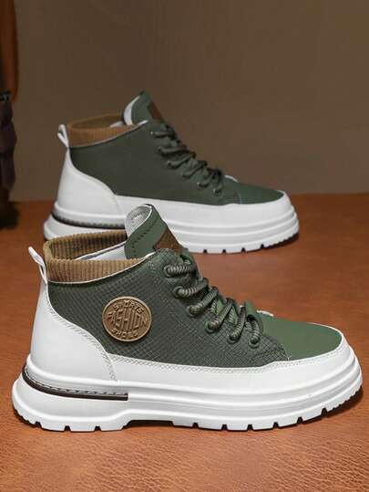 Outdoor Men's Boots Hiking Boots High-Top Casual Shoes Short Boots High-Top British Style Short Boots Mid-Top Work Boots Plus Size Casual Shoes, Spring, Autumn, Summer, Winter, All Season Streetwear