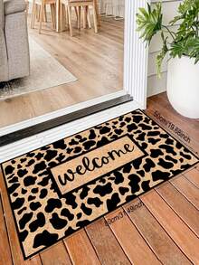 1 Stück Premium Flanell - Brauner Leder - Gemusterter Willkommensvorleger, Kleiner Teppich, 830g/㎡, hautfreundlich, pillingfrei, pflegeleicht, maschinenwaschbar, geruchlos, geeignet für Heimdekoration, Zimmer Dekoration, Kleiner Teppich, Wohnzimmer Teppich, Teppich, Schlafzimmer Teppich, Badezimmer Teppich, Küchen Teppich, Bereich Teppich, Eingangsbereich/Veranda, ideal für Innen-/Außenbereich Fußmatte, Hotel Dekoration