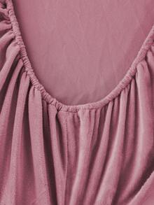 1pc Velvet Fitted Sheet, Soft & Warm, Solid Velvet Surface, Available Sizes: Super King, King, Queen, Twin. Luxurious Ultra-Soft Comfortable Fitted Sheet, 11.8 Inch Deep Pocket Design, Suitable For Autumn, Winter And Spring. Does Not Include Pillowcase, Warm Mattress Protector, Deep Pocket Design, Fitted Sheet. - Dusty Pink - View 9