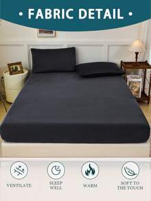 1pc Black Velvet Fitted Sheet Warm Soft Solid Fuzzy Fitted Sheet King Queen Full Twin Size, Luxury Super Soft Cozy Comfy Bottom Sheet With 11.8" Deep Pocket,Suitable For Fall Winter And Spring, No Pillowcases Autumn And Winter Warm Mattress Protection, Deep Pocket, Bed Sheet - Black - View 7