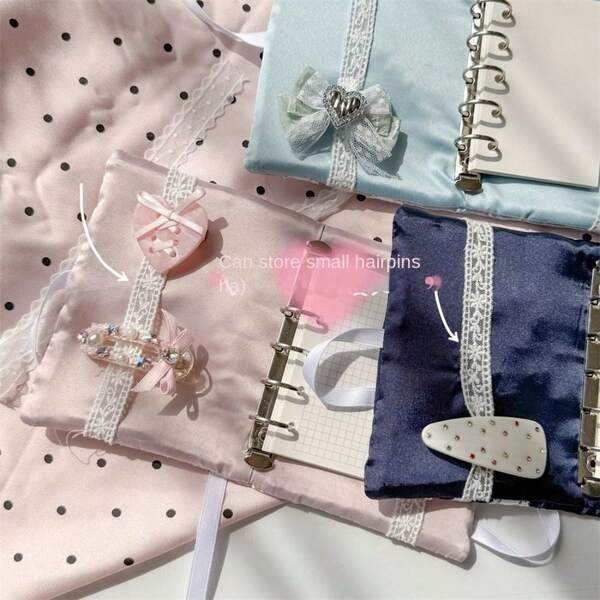 M5 Size Scrapbook Notebook Cover Sweet Korean Fashion Lace Bow Ribbon Binder Journal Diary Notebook Clothes Notepad Protector