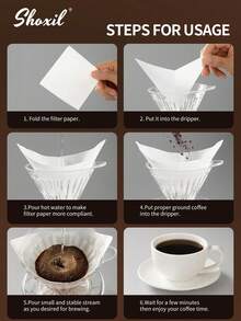 shoxil 100pcs Size 01&02 White Square Coffee Filters, Disposable Filter Paper For Pour Over And Drip Coffee Maker - White - View 4