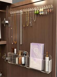 3pcs 8-Hook Wall Mounted Jewelry Organizer Rack With Necklace, Bracelet And Earring Hooks - -Free Display Stand, Jewelry Tower - Multicolor - View 8