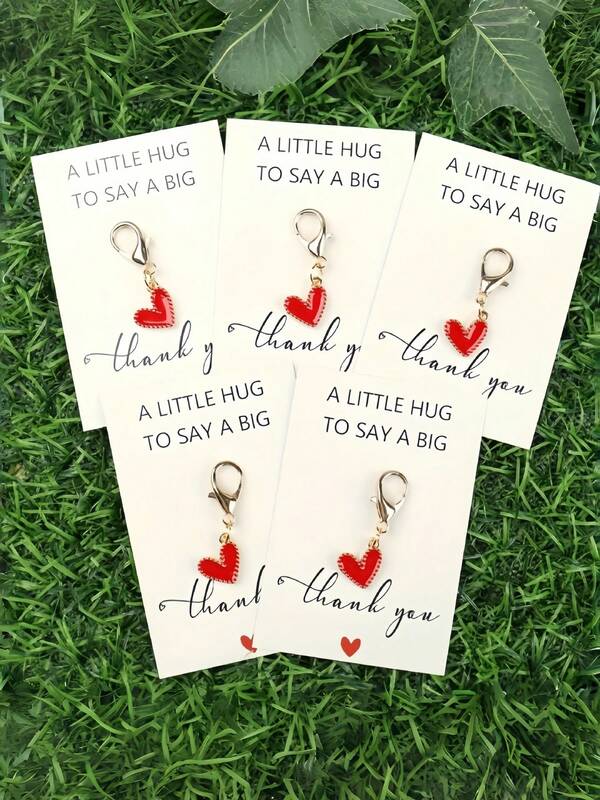 1/2/5 piezas Llavero de aleación con diseño de corazón para mujer con nota personalizada - Dije dorado, Corazón de dibujos animados, Regalo de agradecimiento para maestro, novia, mamá, mejor amiga | Regalo personalizado | Ideal para Navidad