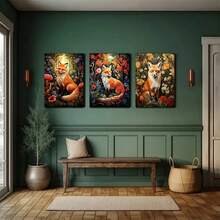 3pcs Frameless William Morris Poster Fox Flower Forest Canvas Painting Print Vintage Floral Animal Wall Art Living Room Bedroom Office Cafe Bar Gallery Home Decor No Frame