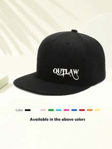 1 件通用“Outlaw”印花嬉皮棒球帽，嘻哈平边棒球帽，可调节弹性户外太阳帽，适合旅行、度假运动、海滩校园、巡航必备、Y2K 风格、爸爸帽、妈妈帽，最佳万圣节礼物。 - 嘻哈帽 - 查看 6