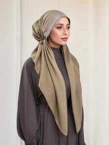 1 pieza Pañuelo musulmán de mujer de color liso, pañuelo de cabeza ligero y sencillo de moda, hiyab conservador para oración, transpirable