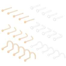 30 件透明圆形鼻钉，直鼻和 L 形鼻饰，适合女性日常佩戴 - 30件組合 - 查看 8