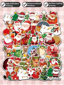 Zestawy naklejek świątecznych 50-100 szt. – wielokrotnego użytku, samoprzylepne naklejki winylowe – nadają się na butelki z wodą, laptopy, prezenty, okna, narty w różnych kształtach i kolorach – dekoracje na imprezę świąteczną, najlepszy wybór na Boże Narodzenie