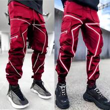 Men's Punk Rock Street Harem Pants, Reflective Technical Hip Hop Jogger Sport Pants-20256688