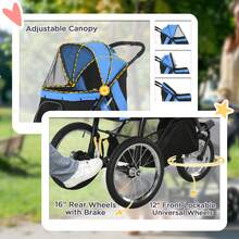 PawHut 3 Wheel Pet Stroller, For Medium Small Dogs, Foldable Cat Pram - Blue - Blue - View 7