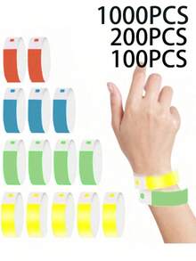 1000/200/100 件/套防水纸腕带，彩色腕带，适用于运动、聚会、比赛、节日、活动、俱乐部、假期 - 彩色 - 查看 1