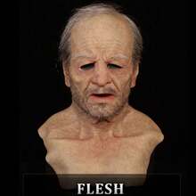 2pcs/Set Sinister Old Man Latex Mask, Bald Head Character Cosplay Prop, Fits Most - Beige - View 8