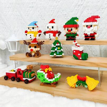 Juego de bloques de construcción navideños, hecho de material ABS, incluye Papá Noel, muñeco de nieve, reno, árbol de Navidad, adecuado para adolescentes de 14+ años, regalo de Navidad, regalo de Halloween, elegante caja de regalo navideña, regalo de cumpleaños