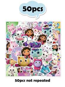 Gabby's Dollhouse Thème de la maison de poupée de Gabby - Autocollants de la maison de poupée de Gabby, décoration de sac à dos, autocollants de valise de dessin animé, autocollants imperméables pour ordinateur portable, guitare. Convient pour les fêtes d'anniversaire, petits cadeaux pour les amis et la famille, Halloween, Noël, Thanksgiving.