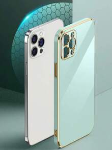 Crystal Covers Luxury Case With Gold Edge For Apple - 白色 - 查看 4