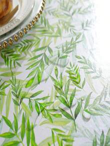 Obrus z tworzywa sztucznego PVC, zielony obrus w stylu rustykalnym, prosty wzór roślinny, 100% wodoodporny, olejoodporny, łatwy do wycierania, odpowiedni do stosowania wewnątrz i na zewnątrz, dekoracja stołu na festiwale i imprezy