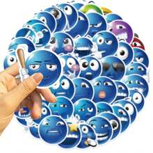 50Pcs Funny Smiling Meme Stickers Funny Meme Stickers Meme Stickers Face Stickers Spoof Graffiti Decal Meme Gifts Blue Stickers Vinyl Waterproof Stickers For Water Bottle, Hydroflask, Guitar, Luggage, Phone, Case, Laptop, Skateboard, Gift - Multicolor - View 7