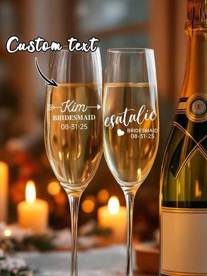 1/6/12 pièces Étiquette autocollante personnalisée pour flûte à champagne de demoiselle d'honneur, convient pour les cadeaux de demoiselle d'honneur, les verres de mariage, les enterrements de vie de jeune fille, les douches de mariée, les cadeaux de fiançailles, romance délicate, coloré, mignon, adorable, amusant, kawaii, Y2K, élégant, unisexe, décontracté, personnalisé, unique, idéal pour lui, idéal pour elle, petit ami, petite amie, famille, amis, mariage et événement personnalisés, pour le bureau, pour l'école, pour la classe, pour les cadeaux d'enseignant, pour l'université, pour les collègues, pour les chambres d'étudiant