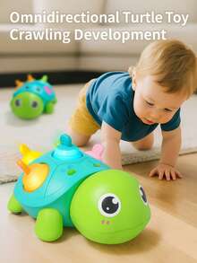 Juguetes para bebés de 0 a 6 meses, juguete musical de tortuga para gatear, juguete de tortuga con luces y sonidos para todo uso, juguetes educativos y de desarrollo, adecuados para niños y niñas de 0 a 1 año - Verde - Ver 3