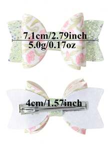 20 pièces Adorables nœuds de cheveux roses pailletés, épingles à cheveux mignonnes imprimées avec paillettes et brillants, parfaits comme accessoires pour filles stylées