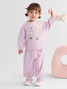 Balabala Conjunto de 2 piezas para niña con estampado de dibujos animados, nueva colección otoño 2025 - rosa - Ver 1