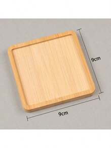 6 件套竹杯垫套装带支架，适用于咖啡桌，盆栽木制杯垫，办公桌保护，乔迁礼物，方圆形竹杯垫适用于花盆、饮料托盘、办公桌 P