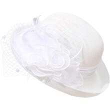 Elegant Church Fedora Hat Women Flower Fascinator Mesh Bucket Cap Party Wedding Bridal Derby Bowler Hat - màu đen - Xem 6