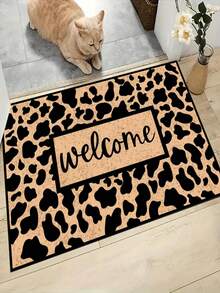 1 Stück Premium Flanell - Brauner Leder - Gemusterter Willkommensvorleger, Kleiner Teppich, 830g/㎡, hautfreundlich, pillingfrei, pflegeleicht, maschinenwaschbar, geruchlos, geeignet für Heimdekoration, Zimmer Dekoration, Kleiner Teppich, Wohnzimmer Teppich, Teppich, Schlafzimmer Teppich, Badezimmer Teppich, Küchen Teppich, Bereich Teppich, Eingangsbereich/Veranda, ideal für Innen-/Außenbereich Fußmatte, Hotel Dekoration