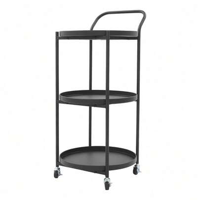 SanBouSi Mobile Storage Cart For Kitchen Dining Room 3-Layer Rolling Bar Cart Metal Frame Serving Cart