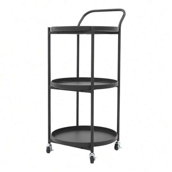 SanBouSi Mobile Storage Cart For Kitchen Dining Room 3-Layer Rolling Bar Cart Metal Frame Serving Cart