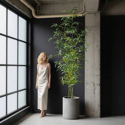 Kmitang Árbol de bambú artificial grande de 160-270 cm, ramas de palma de ratán realistas, dracaena, dracaena falsa alta, hojas de bambú de plástico realistas, follaje tropical, adecuado para el hogar, jardín, fiesta, habitación, oficina, decoración exterior