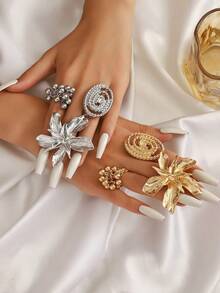 3pcs White K1178 Flower Ring