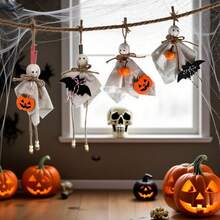 ハロウィンゴーストオーナメント ホワイト吊り下げ人形飾り ツリーポーチ庭芝生屋内用 - ブラック - チェックする 5