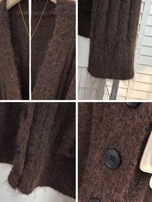 JIANHU Fuzzy Knit Pocket Cardigan For Women – Cozy V-Neck Sweater Jacket For Winter & Christmas Outfits