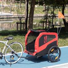 PawHut 2 In 1 Dog Bike Trailer Pet Stroller For Large Dogs W/ Hitch - Red - Red - View 9