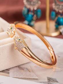 1pc Gold Leopard Head Bracelet Hip-Hop Style Personality Fashion Jewelry Animal Bracelet Exquisite Suitable For Women's Daily Wear Party Jewelry Multifunctional Gift Ideal Gift For Friends - Nhiều màu - Xem 5