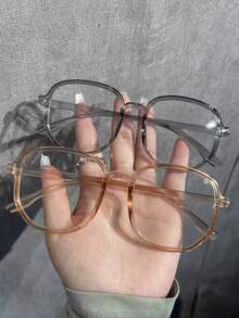 1 件/2 件/3 件女士时尚透明镜片眼镜，轻便抗疲劳眼镜适合日常电脑、电视、游戏、智能手机使用 - 綠色 - 查看 6