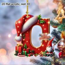 1pc 2D Flat Acrylic Christmas-Themed Decorative Hanging Ornaments, Christmas 26 English Letter Decorative Hanging Ornaments, Christmas Keychains, Schoolbags And Christmas Tree Decorative Hanging Ornaments, Christmas Car Hanging Ornaments - No Electricity Required - Are Perfect Gifts For Christmas, Thanksgiving, New Year, Birthday And St. Patrick's Day Home Decor Christmas Decorations Room Decor