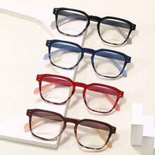 1pc Square Reading Glasses, +100°-+400° Magnification Options, Frame Colors, Stable & Comfortable Fit, Practical & Stylish For Daily Use By Middle-Aged And Elderly