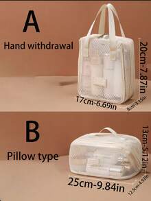 1pc Double-Layer Mesh Cosmetic Bag, Transparent Portable Organizer, Makeup Brush Holder, Popular Toiletry Bag, Cosmetics Storage Pouch, Large Capacity Multi-Compartment Design, Hand Bag, Beach Bag, Mesh Tote, Makeup Bag Makeup Travel Toiletry Organizer Clear Essentials Gifts Storage Zipper Accessories Nail Bags, Makeup Bag, Storage, Makeup Organizer