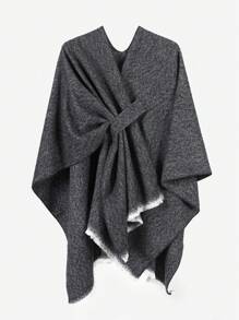 1件2025新款时尚搭扣披肩，休闲保暖旅行羊毛披肩，季节性时尚配饰，多功能毯子/斗篷/开衫，适合日常、旅行和街头摄影 - 深咖 - 查看 3