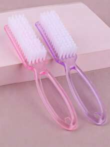 Juego de 4 cepillos de uñas de mango largo y multicolor, de plástico cuadrado que pueden limpiar sin que se caigan los pelos, cepillos de cristal para uñas, herramientas para uñas, accesorios para uñas, suministros para uñas