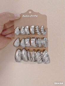 Elegant Asymmetrical Earrings, Dot Teardrop, Smooth C-Shape, Smooth Spoon, Extra Large Rhombus C, Suitable For Daily Wear And Holidays, Gift