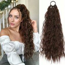 Peluca de cola de caballo resistente al calor para mujeres - Rubio beige claro natural esponjoso ondulado, fibra resistente a altas temperaturas, apta para uso diario, fiesta, Halloween, Navidad - Se adapta a todos los tipos de cabello. Peluca de cola de caballo, textura ondulada, estilo de moda, esencial para ocasiones especiales, duradera - Multicolor - Ver 9