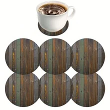 4/6/432 pièces Dessous de verre en polyester (polyester) avec motif imprimé en nid d'abeille creux et grain de bois - Élégants, résistants à la chaleur, conviennent pour la décoration de la maison et du bureau, les fêtes et les décorations de vacances